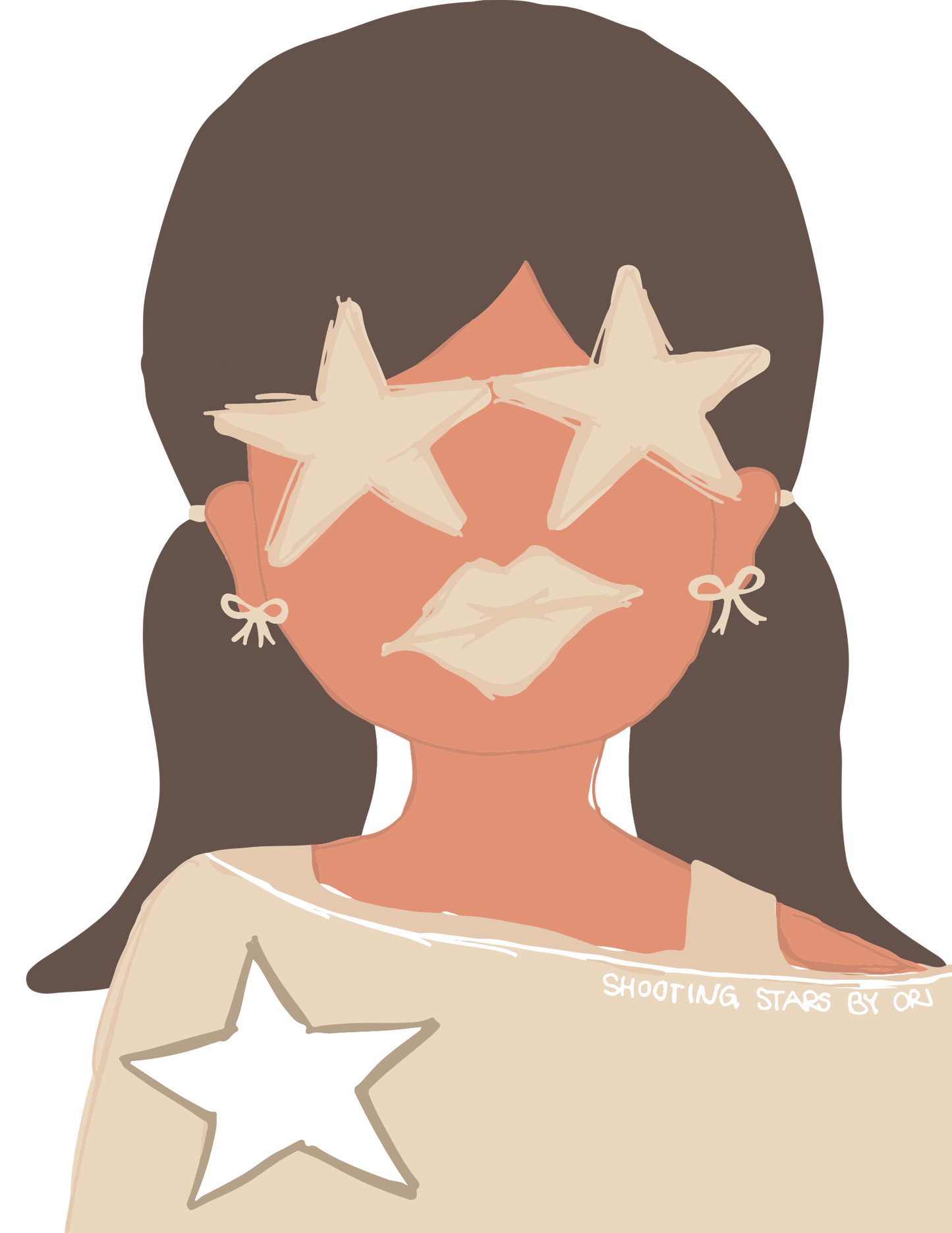 The Beauty of Imperfection Beige Stars with Brunette Ponytail Hair