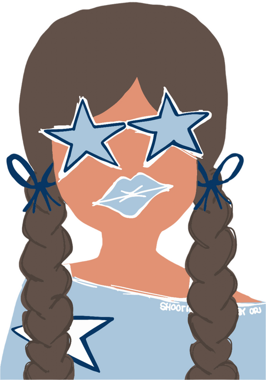 The Beauty of Imperfection Light Blue Stars with Brunette Braided Hair